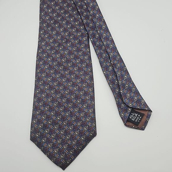 Lord & Taylor Kensington Tie Men Foulard Geometric Mosaic All Silk 58.5" USA - Picture 3 of 6